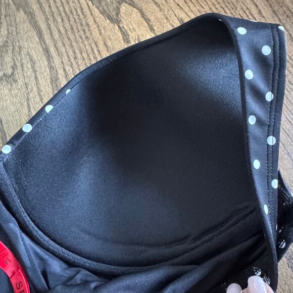 Spanx Underwire Shaping One Piece Ruched Swim Suit Black White Polka Dot Size 14 - Picture 5 of 11